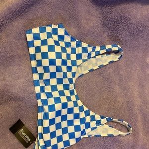 Blue checkered bikini top